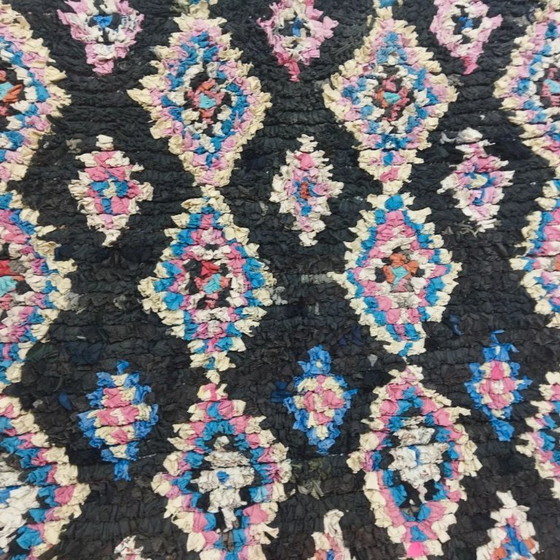Image 1 of Tapis Boucherouite Berber – Textile recyclé tissé à la main Vintage (160×140 cm)