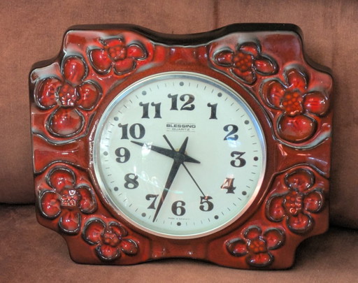 Retro-Keramik-Küchenwanduhr aus den 1970er Jahren – klokken, Ceramic