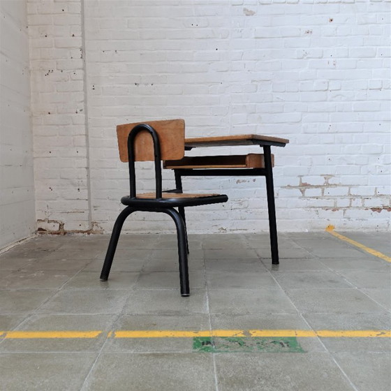 Image 1 of Vintage Franse schoolbank