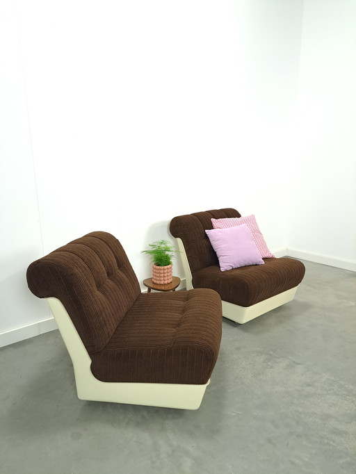 Space Age Fauteuil Bruin Met Kunststof