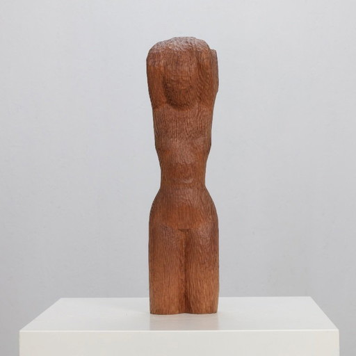„Frau in Ketten“, handgeschnitzte Torso-Skulptur aus Holz, Niederlande, 1970er Jahre – beeldhouwkunst (photo 2 of 9)