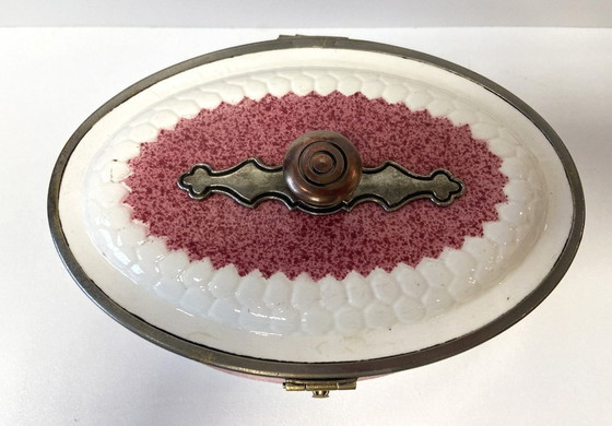 Image 1 of Vintage Art Nouveau aardewerken koekjespot, gemaakt in Duitsland, begin 1900.