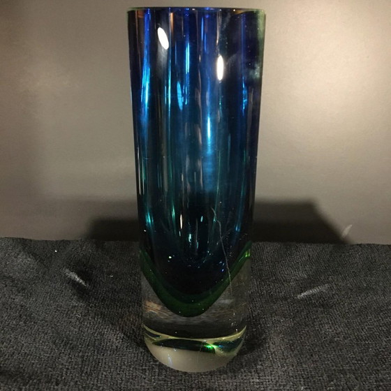 Blaue und grüne Sommerso Murano Glasvase von Flavio Poli für Murano, 1960er Jahre – Arte, Vasen, Crystal (photo 6 of 13)