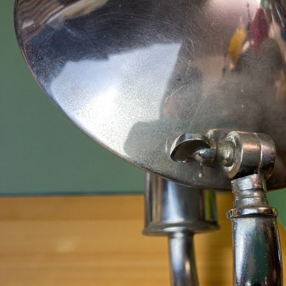 Image 1 of Lámpara de mesa Bauhaus de metal cromado plateado con pantalla ajustable al estilo de Josef Hurka para Napako