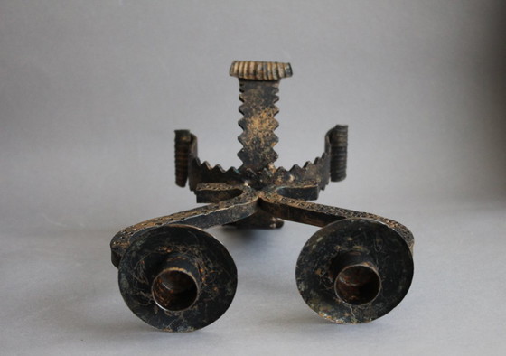 Herzförmiger Kerzenhalter aus Metall Handgeschmiedet Unikat Schwere Ausführung (photo 5 of 7)
