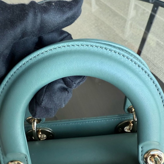 Image 1 of DIOR LADY SMALL FLAP - CANNAGE LAMSLEER GROEN MET GOUDEN BESLAG EN BEDELTJES