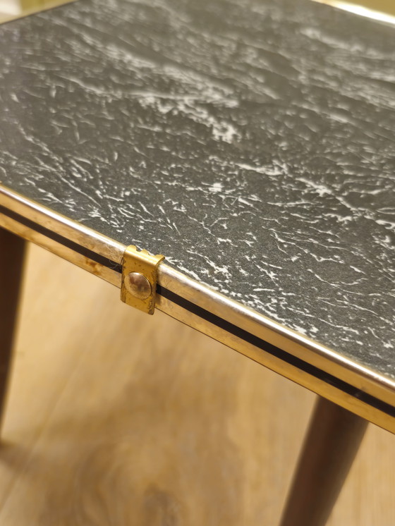 Image 1 of Vintage Plantentafeltje Tafeltje Bijzettafeltje Marmer-look 