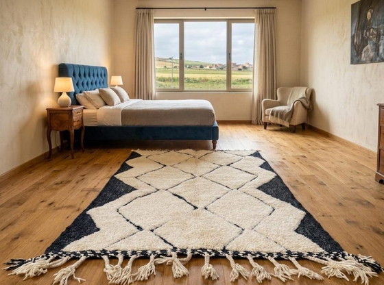 Tapis Traditionnels Marocain Blanc-Noir 200cmx300cm – Alfombras, Cotton (photo 3 of 6)