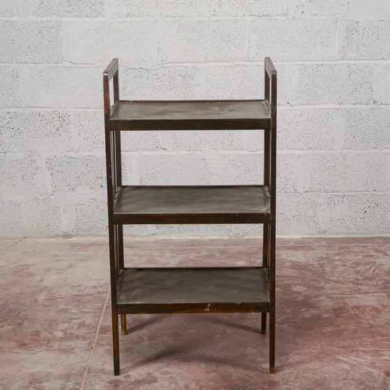 Dark Stained Open-Shelf Etagere, Liberty Style – Shelving unit, Wood, Rustic (photo 2 of 13)