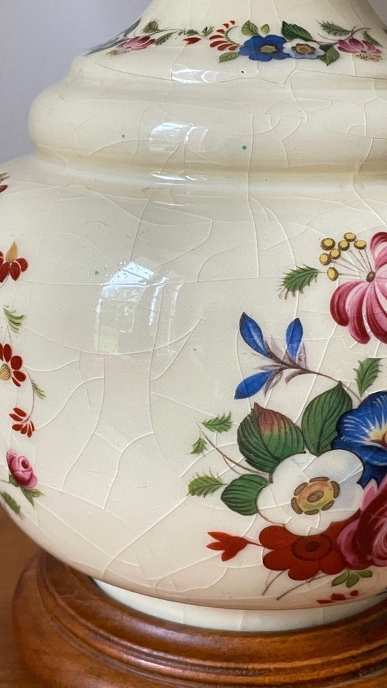 Image 1 of Vintage Ceramic Lamp with Wooden Base