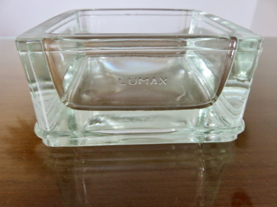 Image 1 of Glass pavé, ashtray, signed lumax, 4 available, Le Corbusier, Perriand, Adnet, 50's