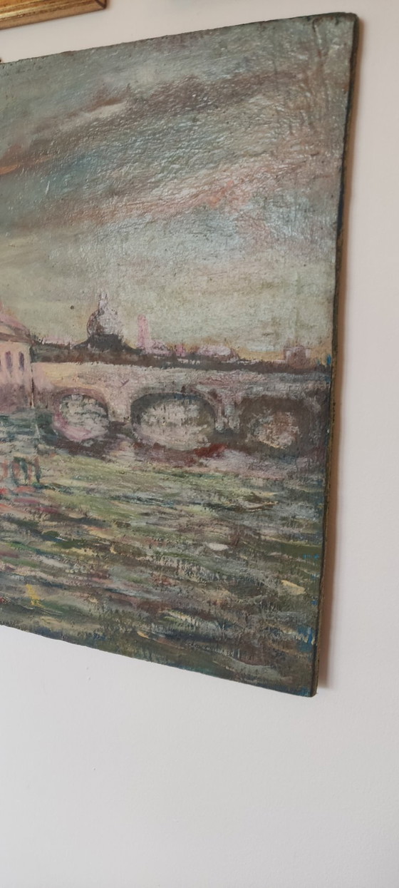 Image 1 of Enzo Volta - Veduta di Roma (Tevere), 1977 - Olio su tavola