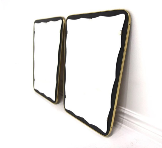 Image 1 of Set di 2 specchi scandinavi in ​​metallo, Svezia 1960