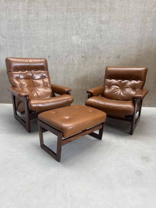Set/2 Poltrone Lounge Coja Culemborg Cognac anni '70