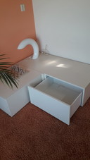 Meuble d'angle design blanc pour TV ou table tournante