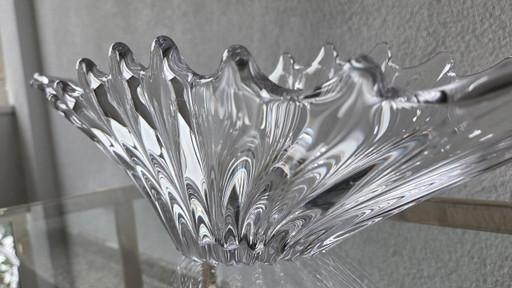 Grote Mid-Century vintage Franse glazen schaal (64cm)