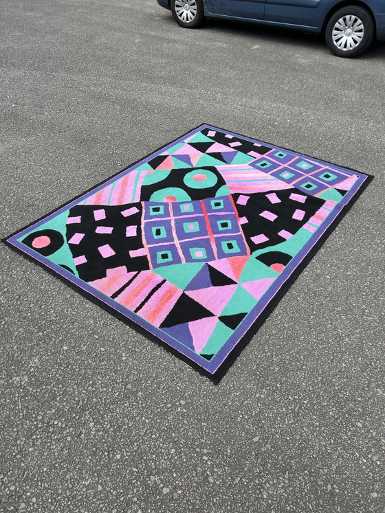 Image 1 of Tapis à poils courts style Memphis vintage des années 1980
