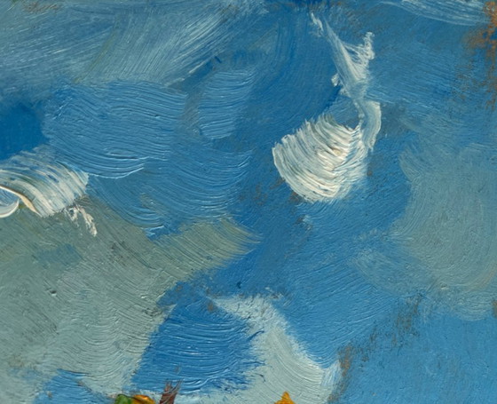 Image 1 of Original Oil Painting Summer Field Landscape Sunflowers reach for the sky