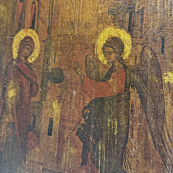 Icono ruso antiguo - La Anunciación - Siglos XVIII/XIX – Objetos decorativos, Wood (photo 2 of 4)