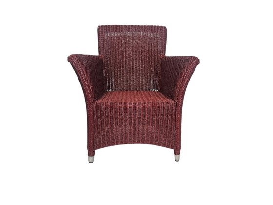 Wicker Sessel, rotbraun, Vincent Sheppard Lloyd Loom Furniture, Korbgeflecht, Metall, Vintage (Foto 2 von 8)