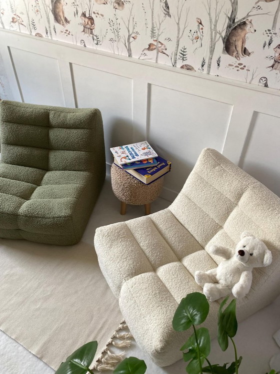 Image 1 of Sillón infantil Cozy Bouclé en color verde