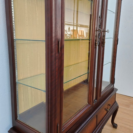 Image 1 of Vitrine, buffet, vaisselier, meuble mural de style Chippendale vintage