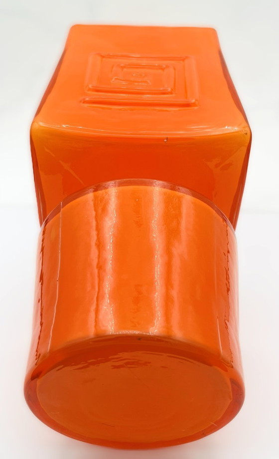 Image 1 of Retro Fans - Vaas - Jaren 60 - Fel Oranje -Fåglavik Glasbruk -Zweden