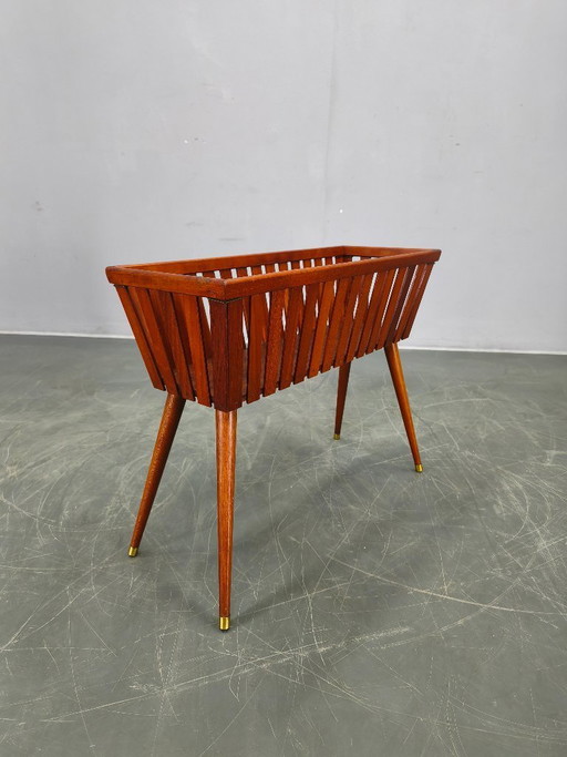 Danish Mid Century Teak Planter with Brass Feet, 1960s
