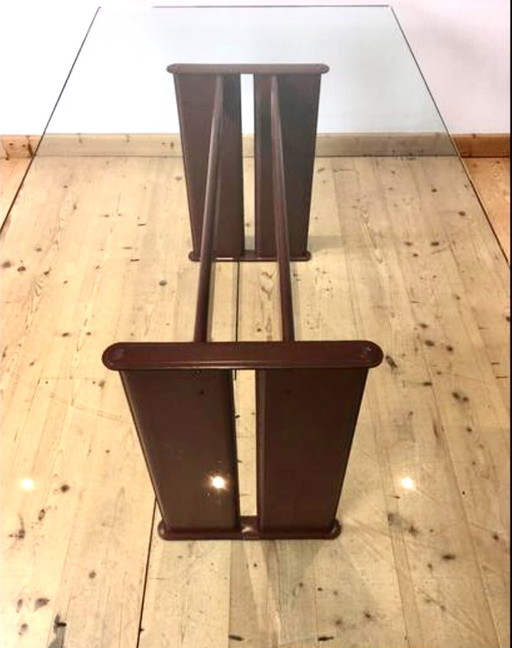 Table de salle à manger en cuir Couro de Brazil des années 1980