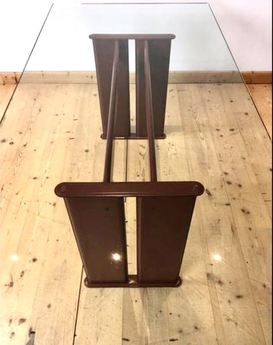 Image 1 of Table de salle à manger en cuir Couro de Brazil des années 1980