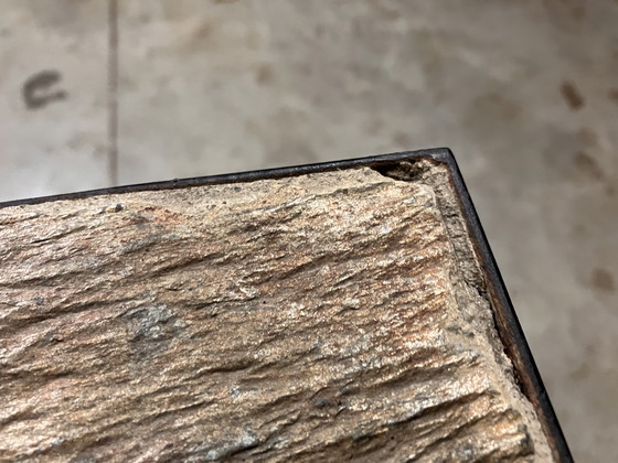 Image 1 of Brutalist coffee table side table slate planter