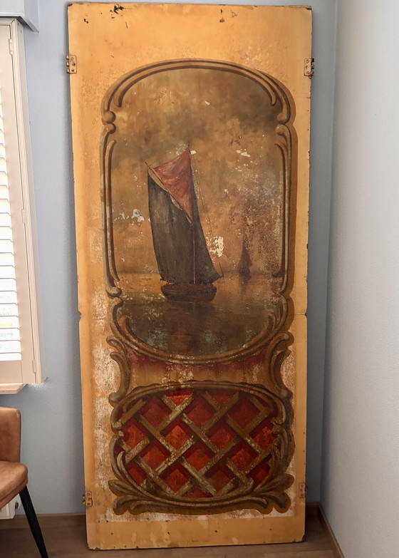 Image 1 of Unique and authentic hand-painted fairground panel from circa 1930