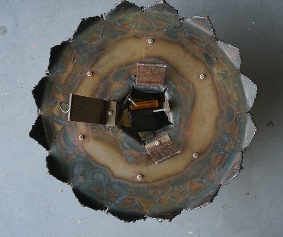 Image 1 of Brutalist Metal Wall Clock. Signed A.Becht. 1980s