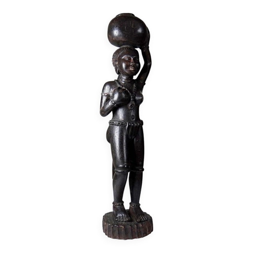 Vintage African statuette carved from wood, West Africa, 20th century.