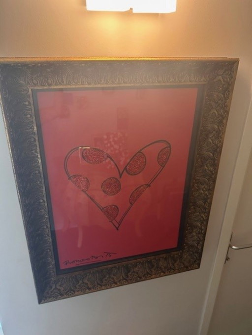Œuvre originale de Romero Britto - Heart with Glitter Dots (1976)