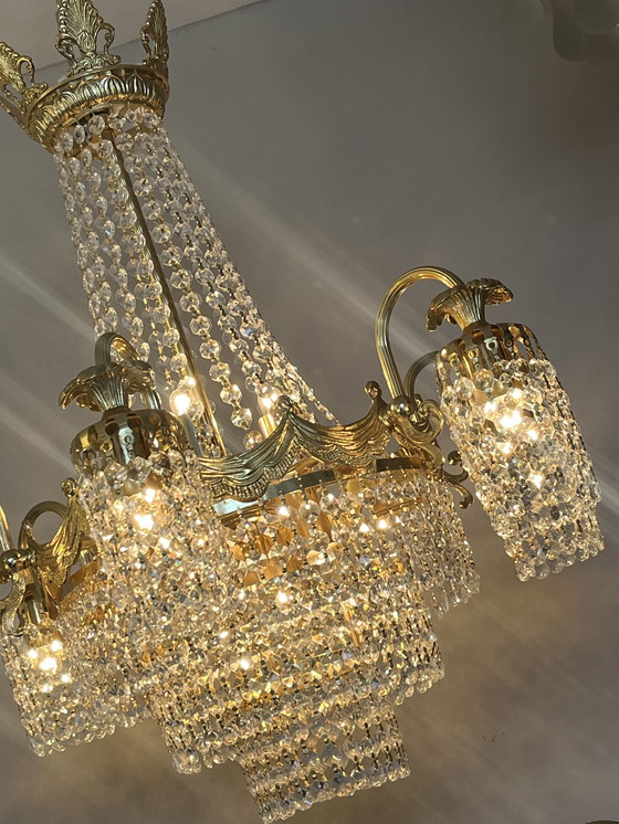 Image 1 of Grande lampadario in cristallo SWAROVSKI foglia oro