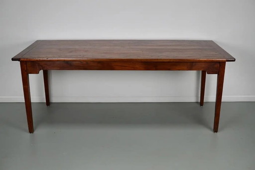 Ancienne table de salle à manger rustique française en chêne, début du XXe siècle