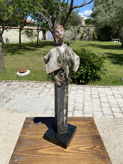Jean Pierre Mocci L'Arlésienne Ceramic and Metal Sculpture