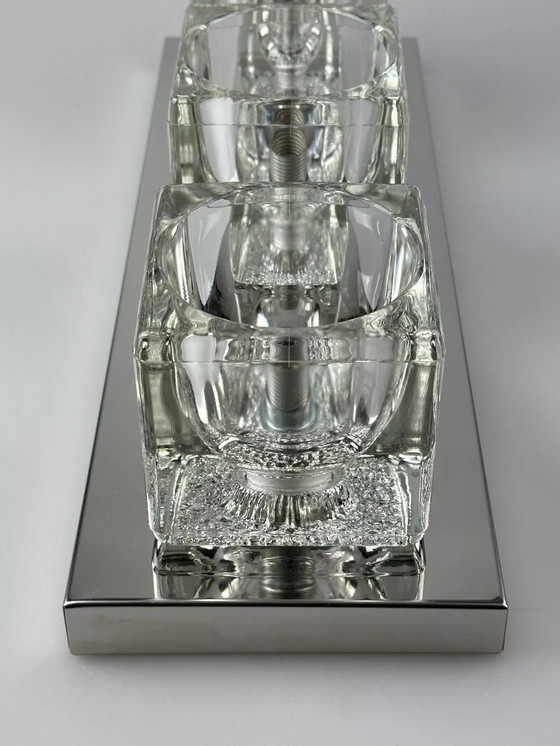 Image 1 of Lampada da parete a cubo Peill &amp; Putzler anni '60 e '70, applique da parete in vetro ghiacciato, design spaziale