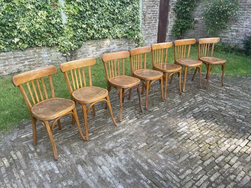 7x Baumann Bistro Chairs Kitchen Chairs 1950s France