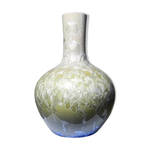 Grote bolvormige vaas porselein kristalglazuren Jingdezhen Zhi vintage