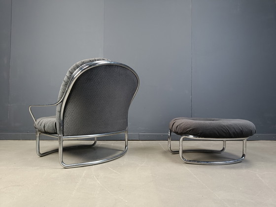 Image 1 of Sillón con taburete modelo 915 de Carlo de Carli para Cinova, década de 1970