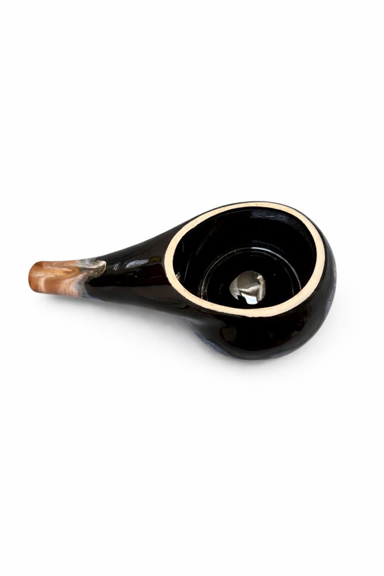 Image 1 of MOULIN’S French Grès Flammé Pipe Dish – Mid-Century Art Pottery – Vintage Ashtray or Succulent Planter 18cm