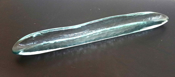 Image 1 of Plato de cristal alargado de los años 70, longitud 38 cm