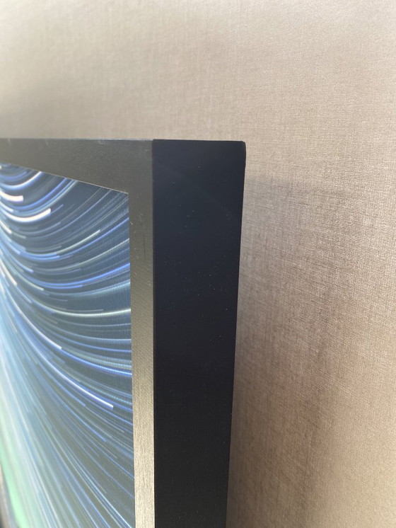 Image 1 of Aurora Borealis Fine Art Print: Framed Mountain Landscape Star Trails (100x100 cm).