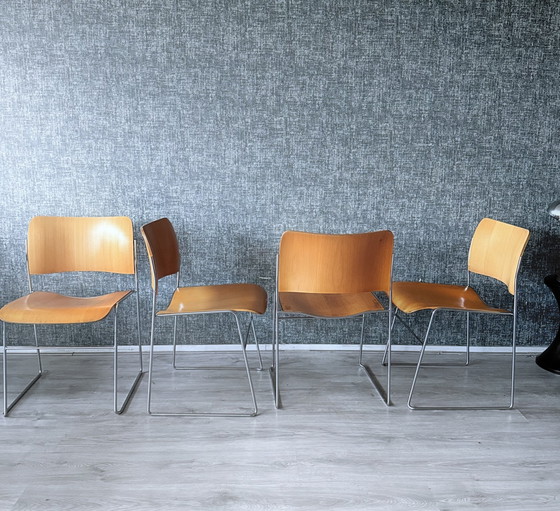 Image 1 of 6x David Rowland voor HOWE - 40/4 Sled-Base Side Chair