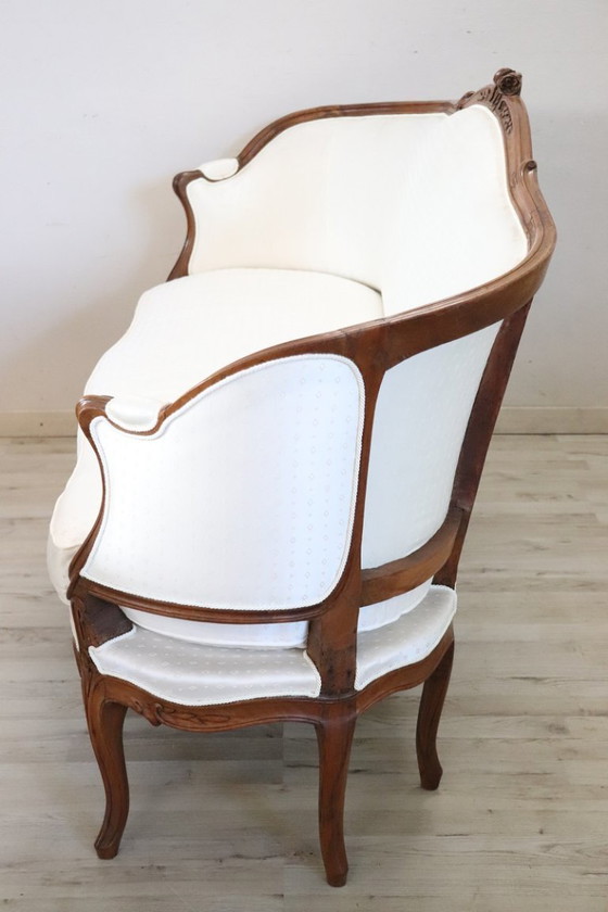 Image 1 of Canapé ancien en noyer, Italie, fin du XIXe siècle