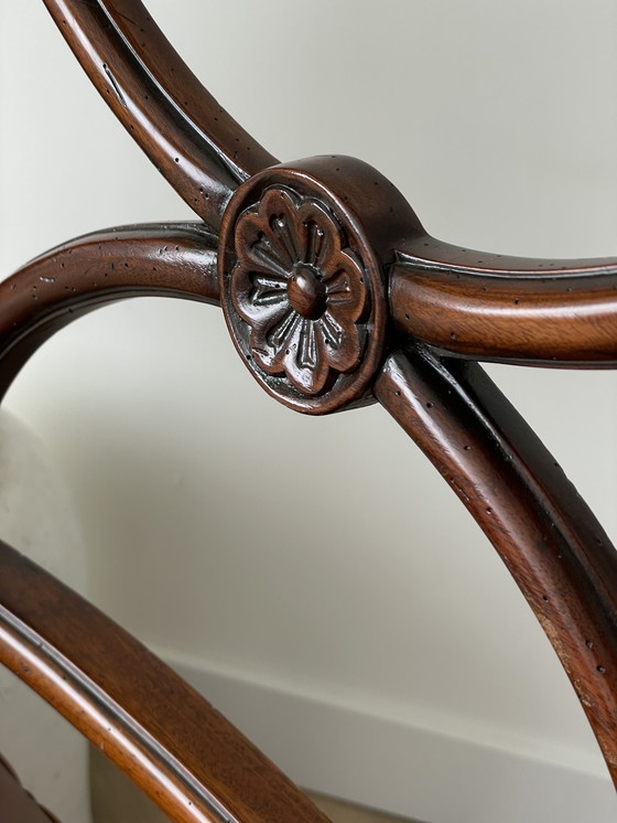 Image 1 of Antique Regency-style chair - mahogany with brown leather seat