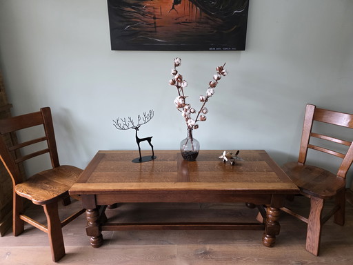 Vintage massief eikenhouten salontafel