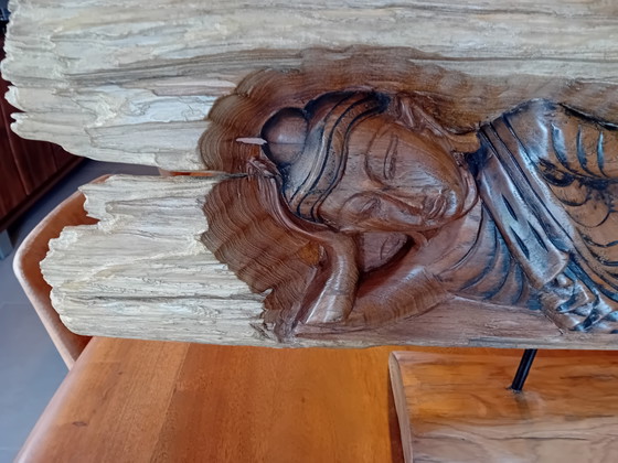 Panneau de Bois Brut Sculpté – Bouddha en Parinirvana – Objets déco, Wood (photo 4 of 7)